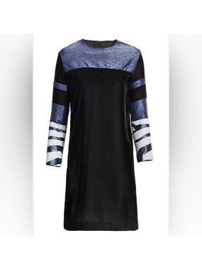 H&M Studio navy beaded sequin velour velvet dress Size 6 embellished Party Gala